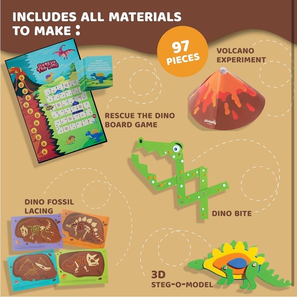 jackinthebox Dinosaur Themed Craft Kit and Educational..6 in 1..(NWT) - Picture 2 of 8